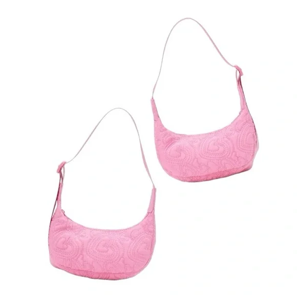 Embroidery Heart Mini Hobo Crossbody Handbag - Picture 3 of 12